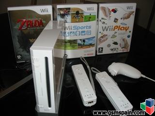 Nintendo Wii con CHIP+2mandos+3juegos originales, de enero/07