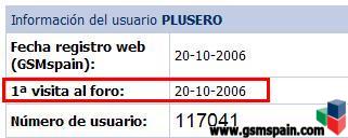 Nuevas mierdas en el perfil: "Fecha registro web" y "1 visita al foro"