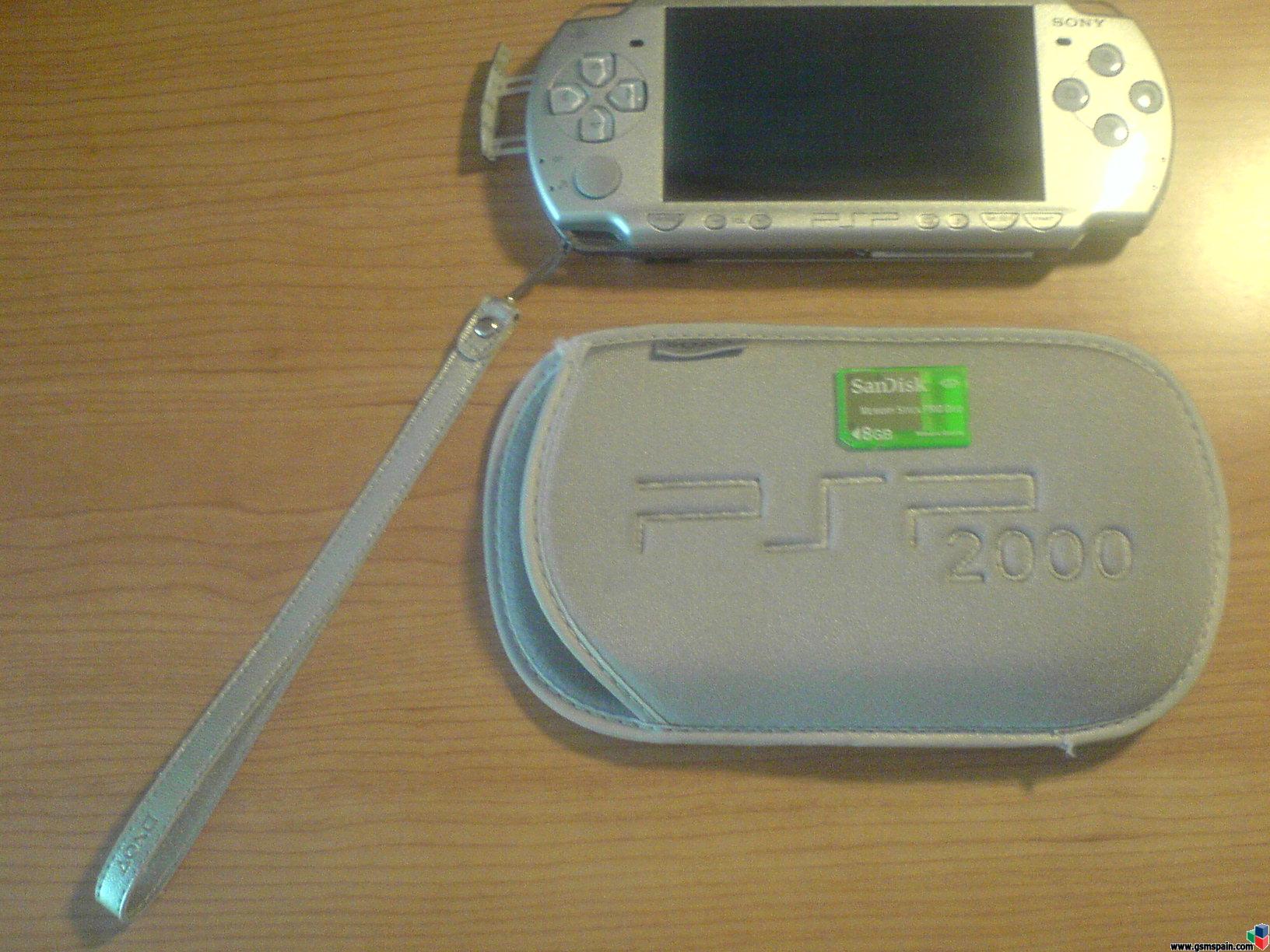PSP Slim 2000 plata+ MS 8 GB+accesorios