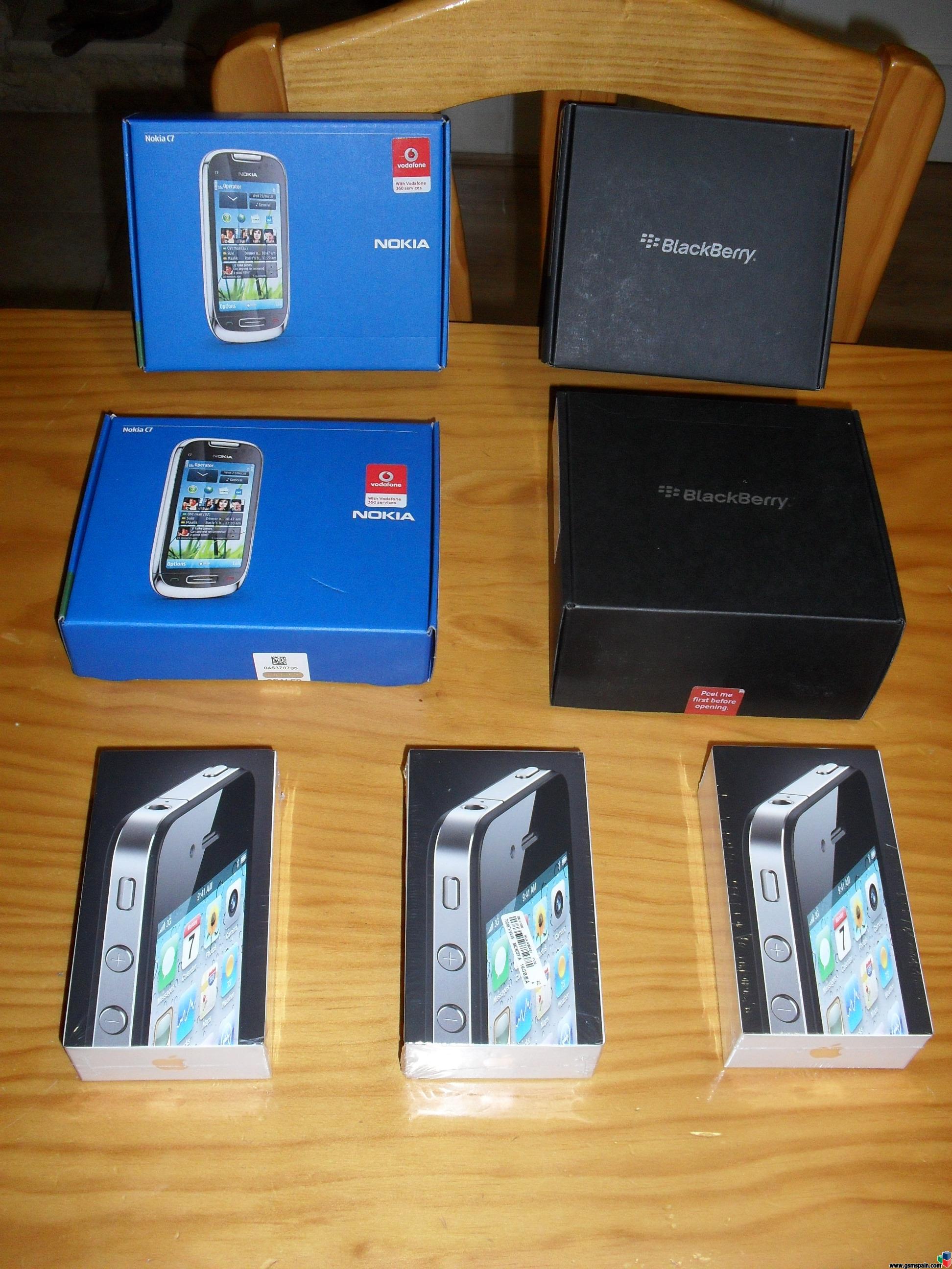 VENDO 3 iPhone 4 16GB, 2 BlackBerry 9700 y 2 Nokia C7. TODO VODAFONE y PRECINTADOS