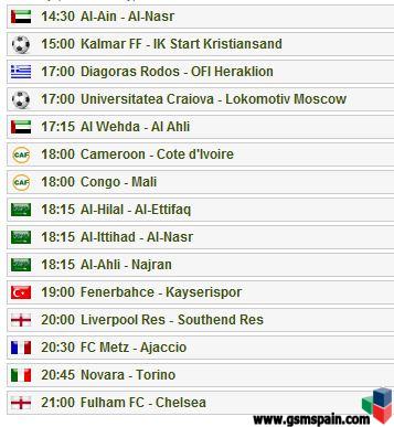 Partidos del dia