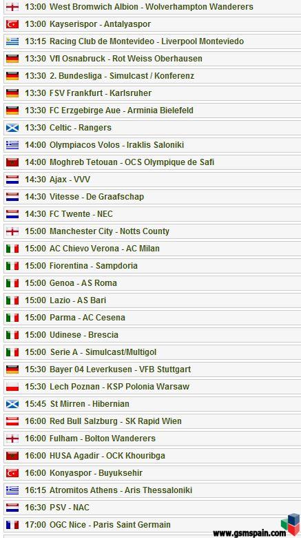 Partidos del dia