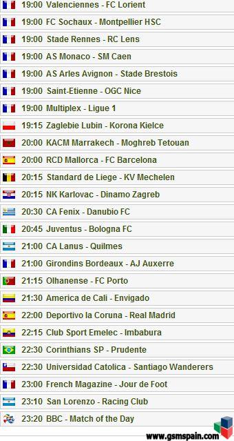 Partidos del dia