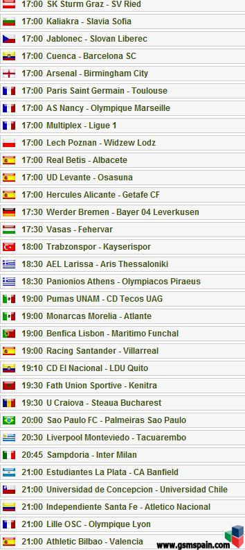 Partidos del dia