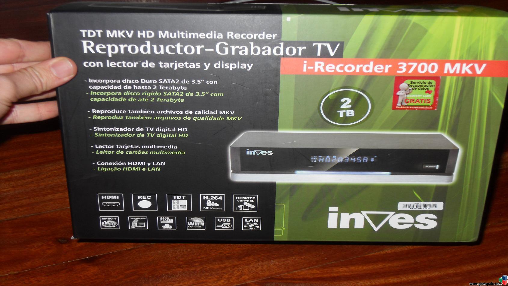 VENDO] Disco duro Inves I-Recorder 3700 multimedia grabador de 2 TB MKV  HDMI TDT