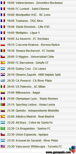 Partidos del dia
