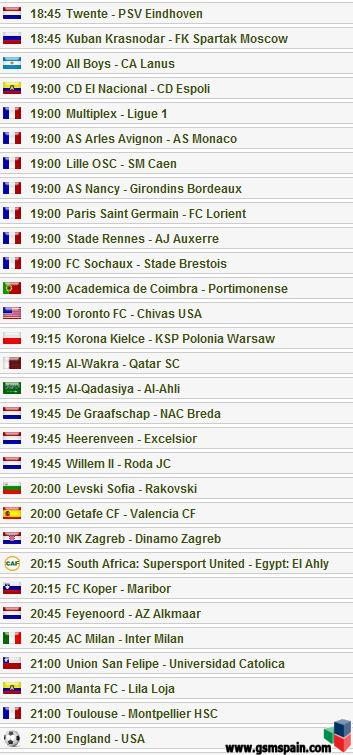 Partidos del dia