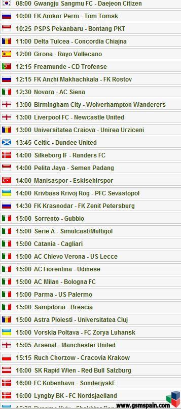 Partidos del dia