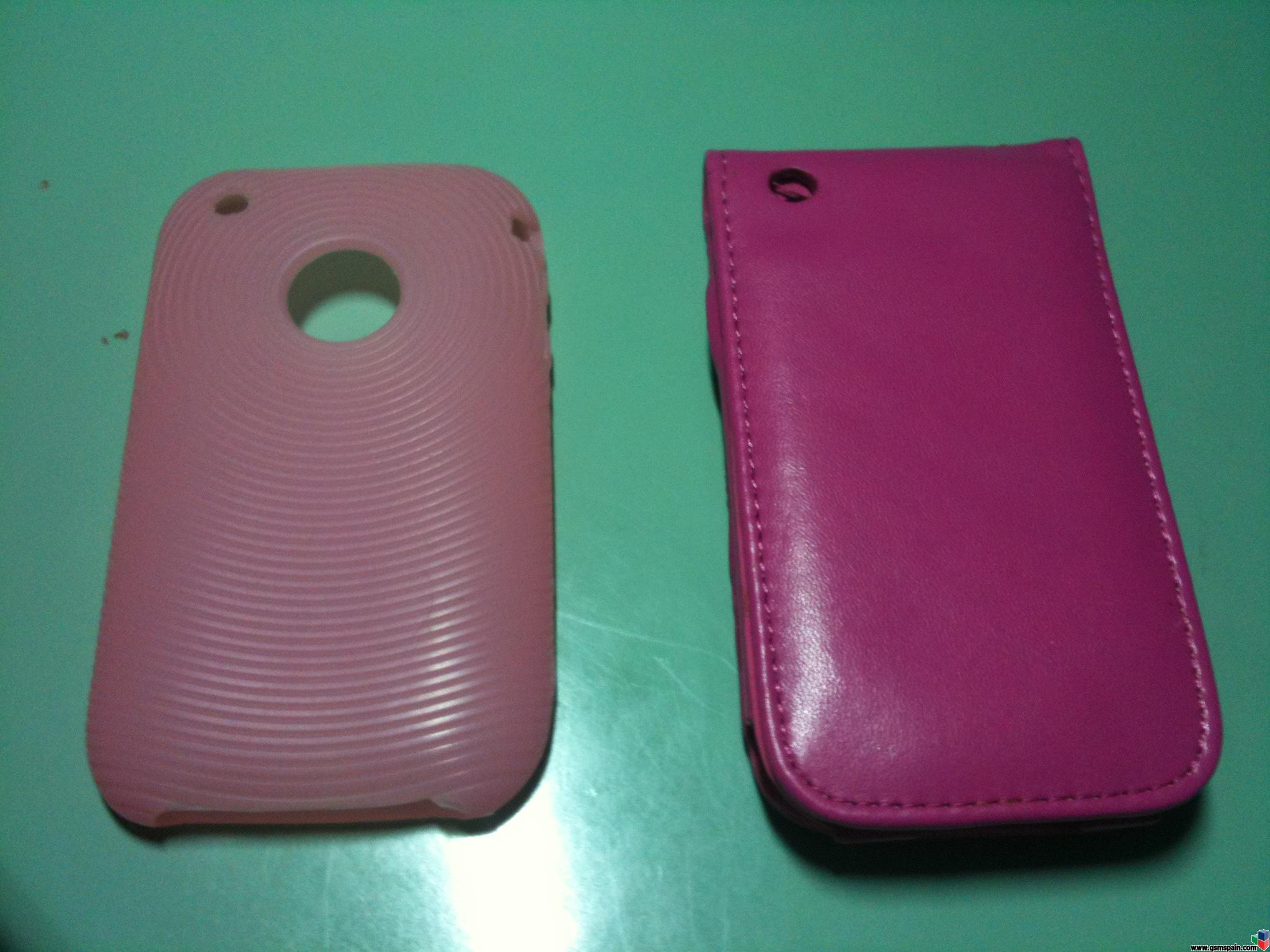 [VENDO] 2 FUNDAS ROSAS para IPHONE 3G/GS (silicona y piel) = 20 