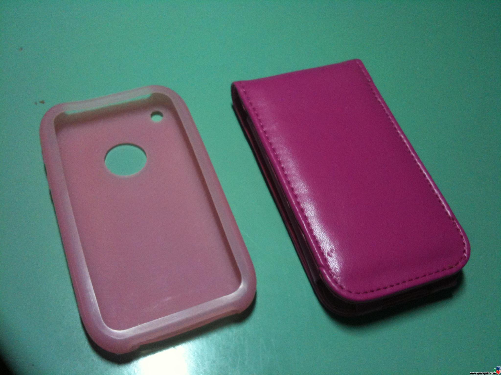 [VENDO] 2 FUNDAS ROSAS para IPHONE 3G/GS (silicona y piel) = 20 