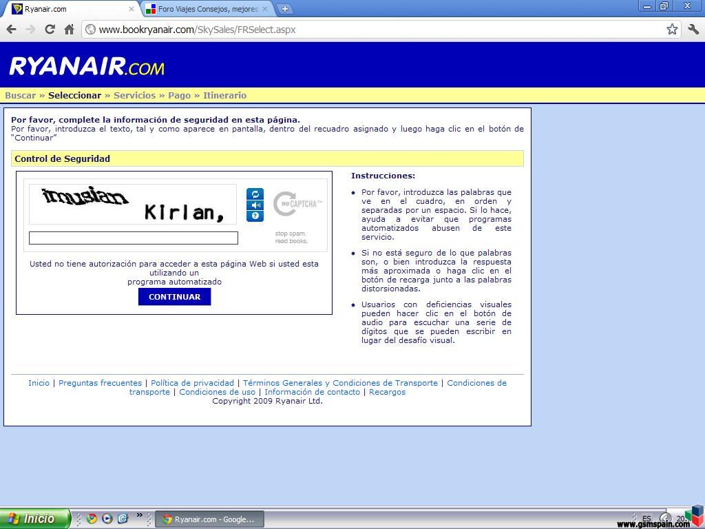 [AYUDA] Web Ryanair: "Control de seguridad"