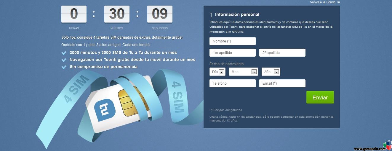+reg [CHOLLO] 4 tarjetas SIM GRATIS de TU