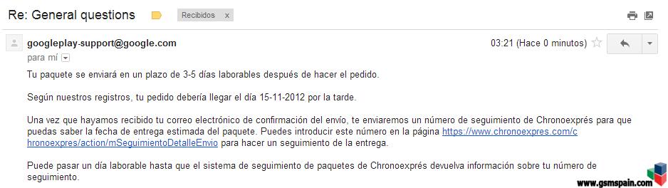 [AVISO] seguimiento envos Nexus 4