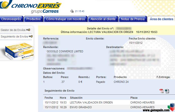 [AVISO] seguimiento envos Nexus 4