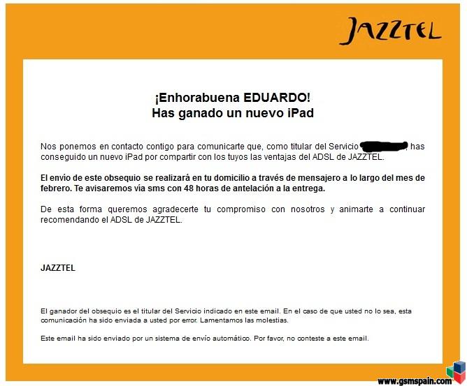 Recepcion Ipad Jazztel Octubre-noviembre 2012