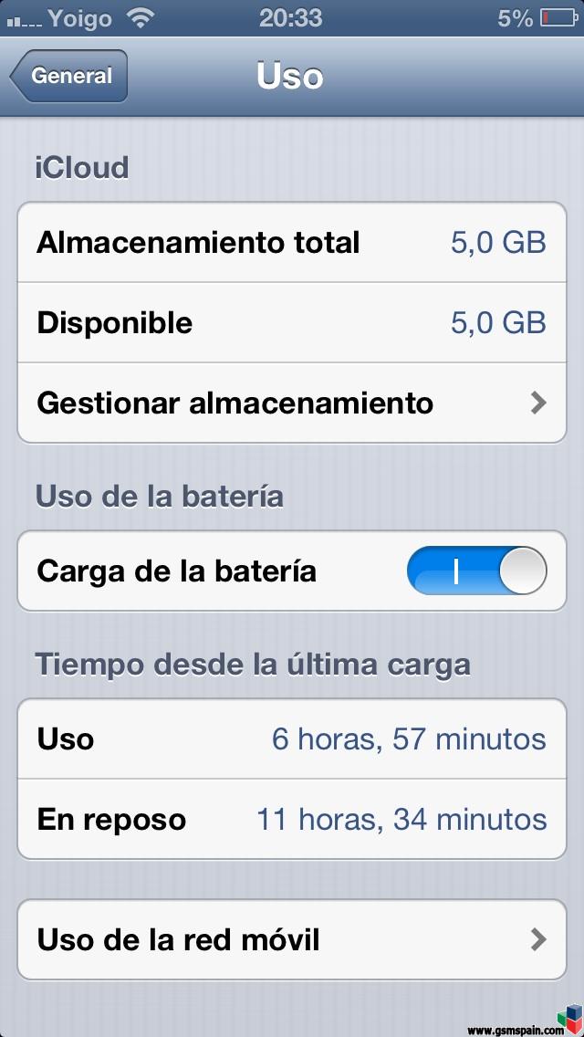 Duracion bateria iPhone 5
