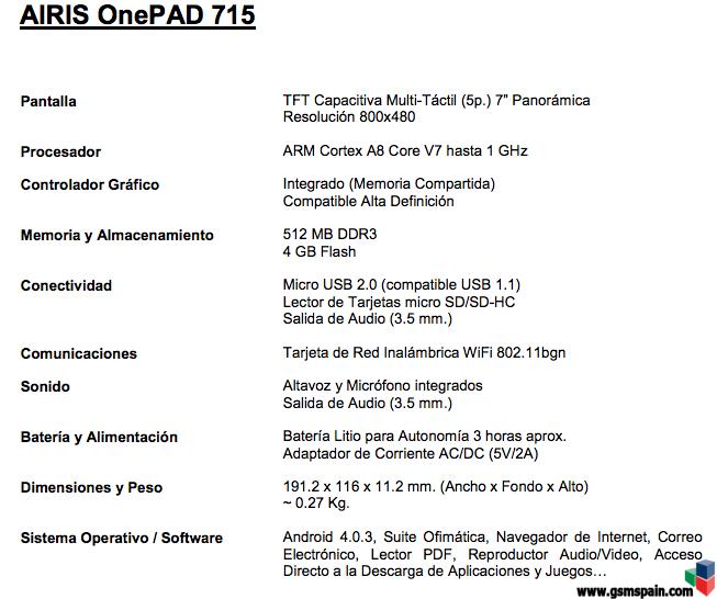 [VENDO] Airis OnePad 715 Precintado