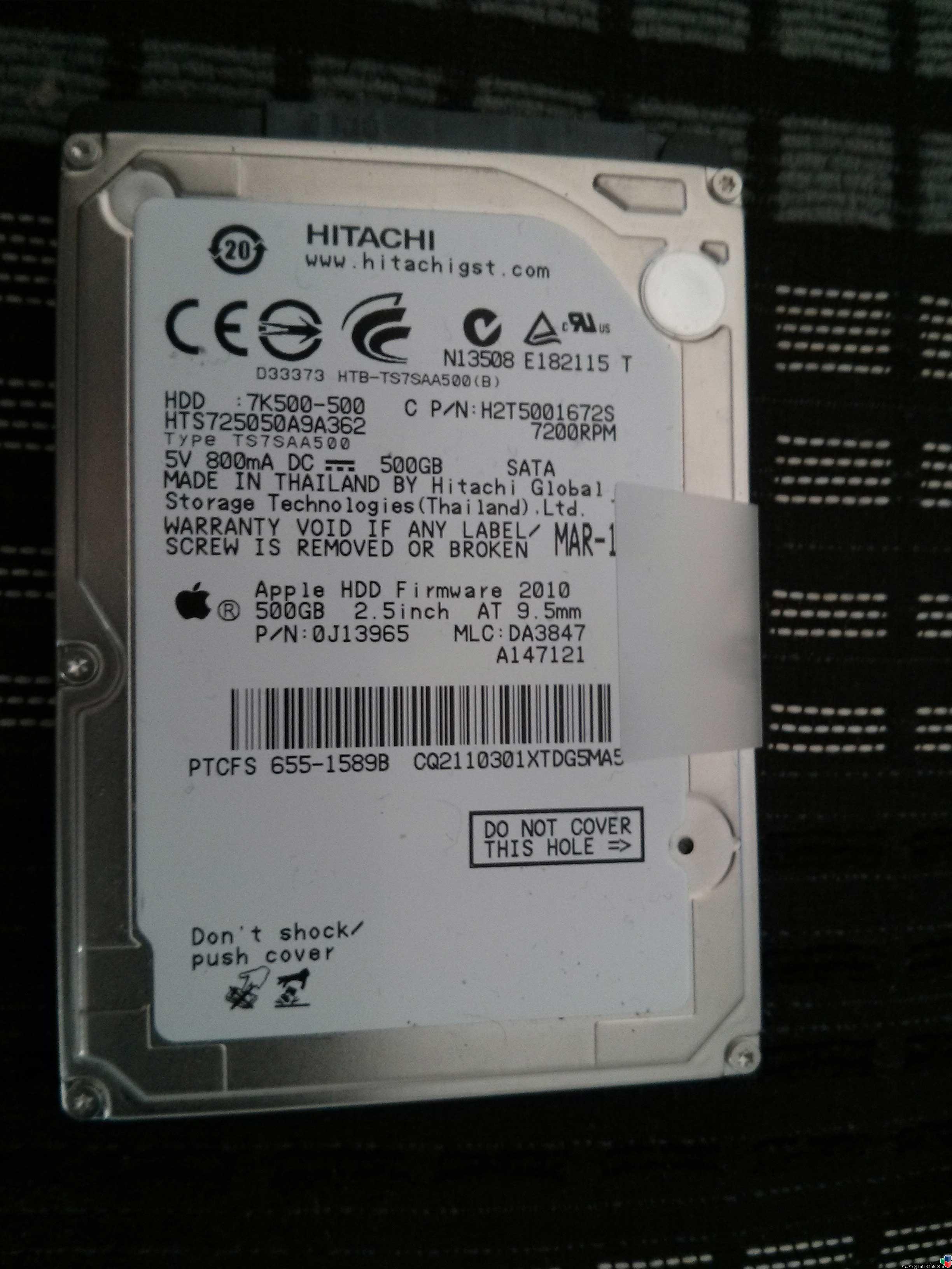 [VENDO] Disco Duro SATA 2,5" de 500GB para MAC a 7200RPM 30 G.I.