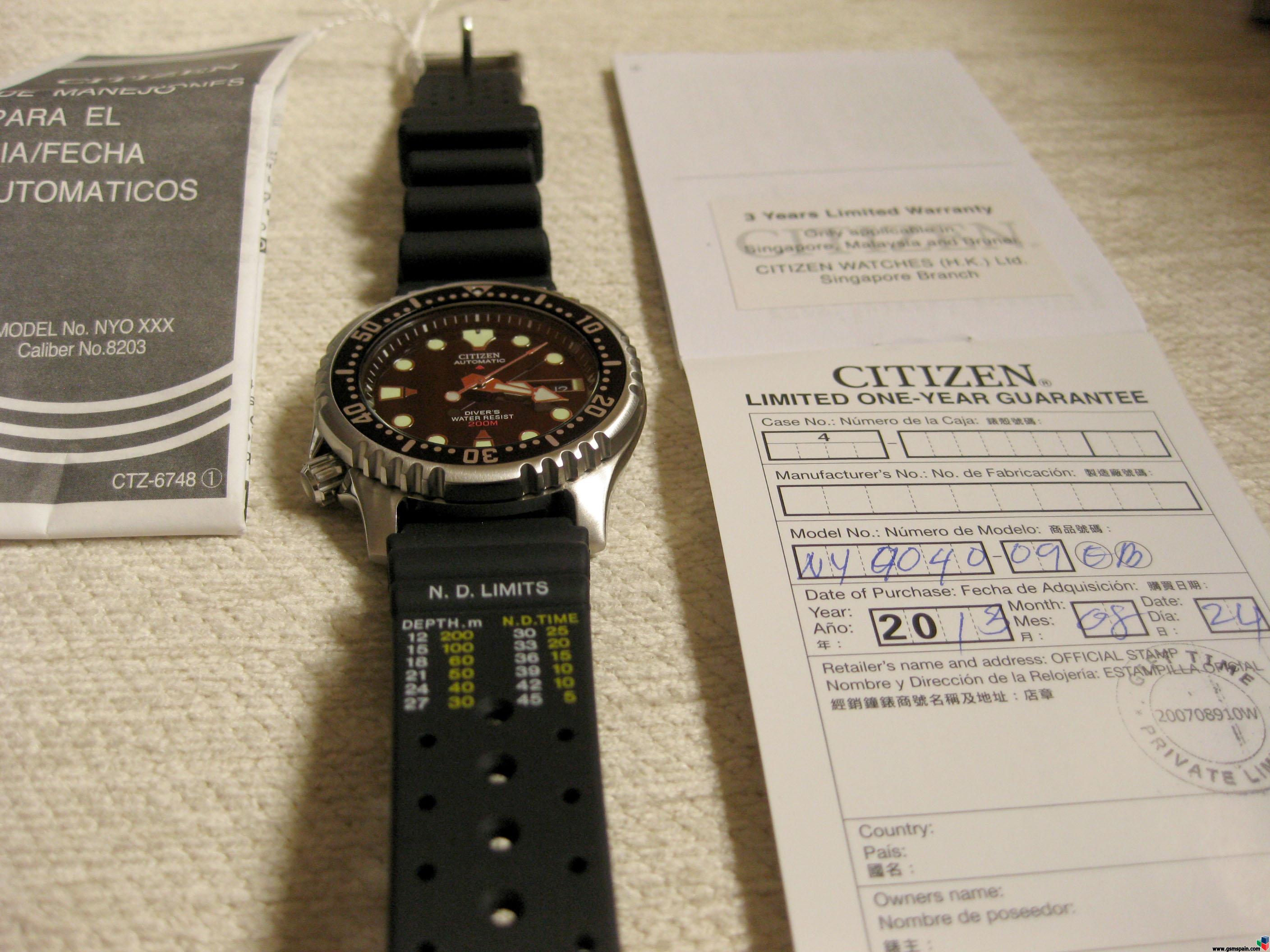 [VENDO] Reloj Citizen Promaster NY0040-09E Automtico Diver 200m