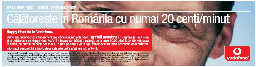 Vodafone se anuncia en rumano? en el diario Qu!