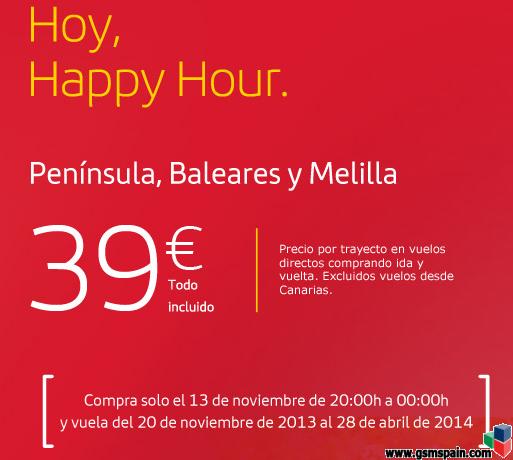 [CHOLLO] HOY -->  Happy hour Iberia - Vuelos a 39