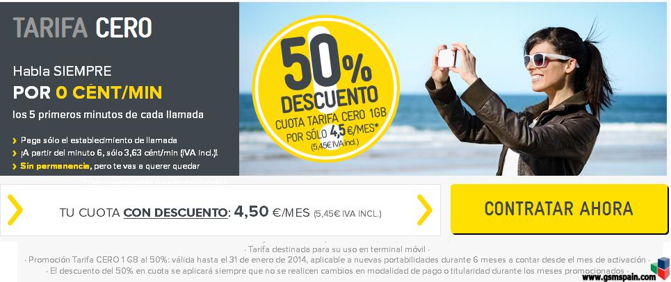 [HILO OFICIAL] Tarifa 0 1GB, al 50% durante 6 meses, para portabilidades.