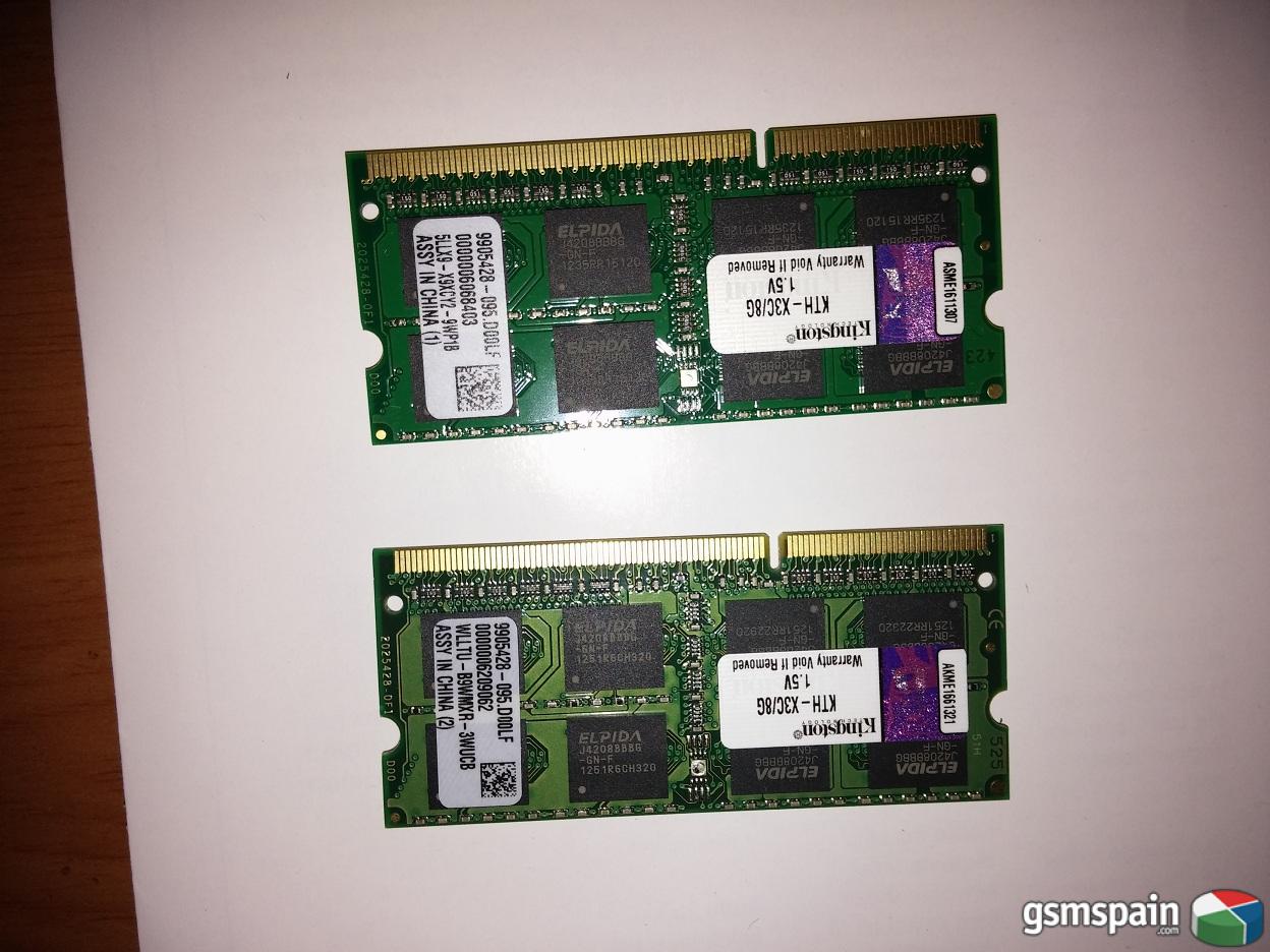 [VENDO] 2 Memoria Kignston 8 Gb cada una DDR3 1600Mhz para portatil HP