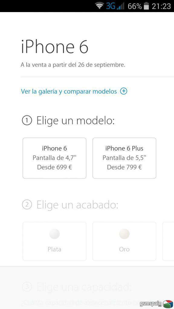 El iPhone 6 de 4,7 pulgadas costar 750 euros y el 5,5 pulgadas 950 euros