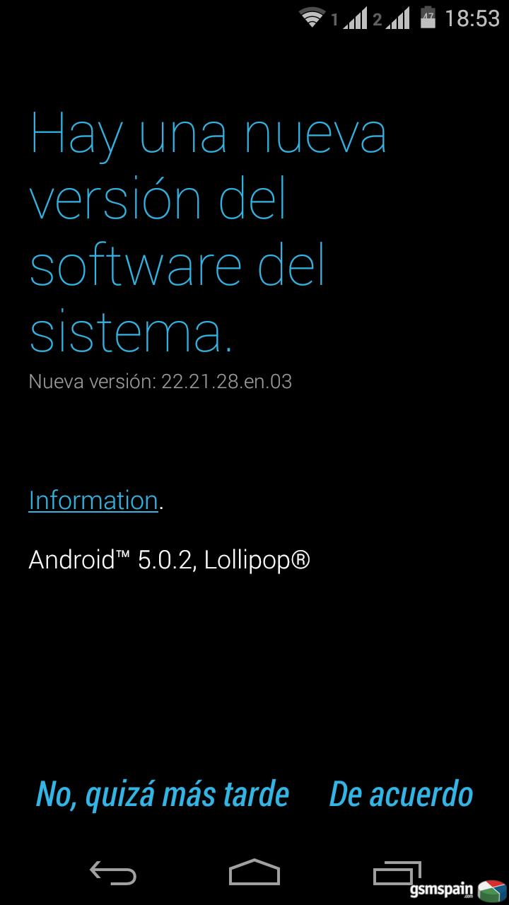 Moto G (2014) ya est recibiendo Android 5.0.2 Lollipop en Espaa