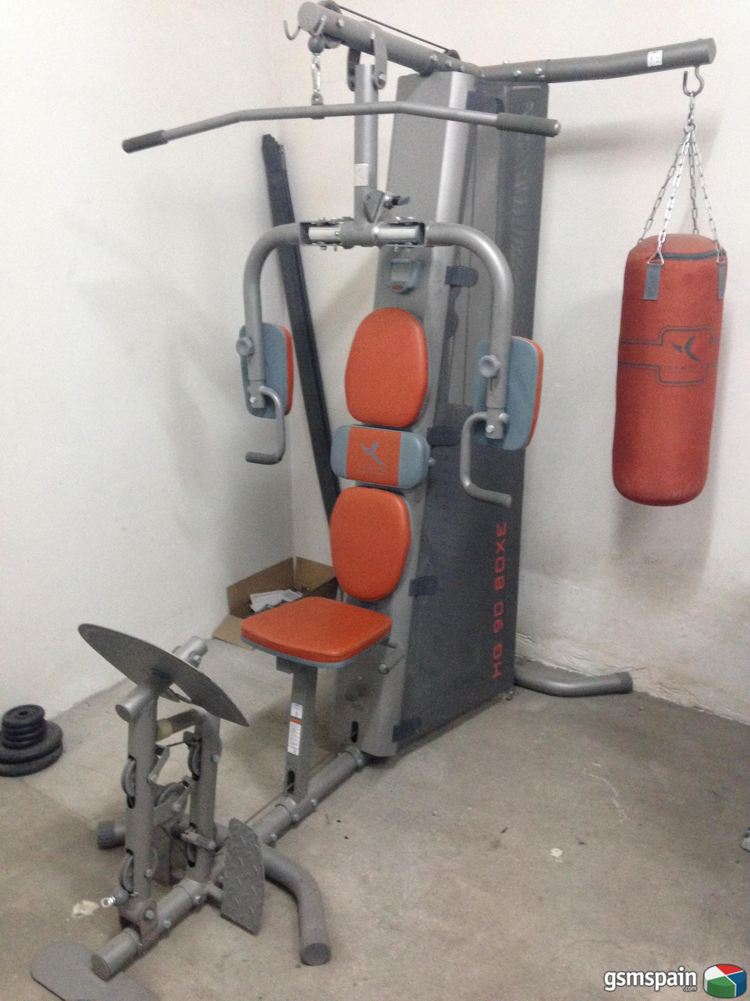 Máquina de musculación con banco y saco de boxeo fabricada en acero y  poliuretano VidaXL