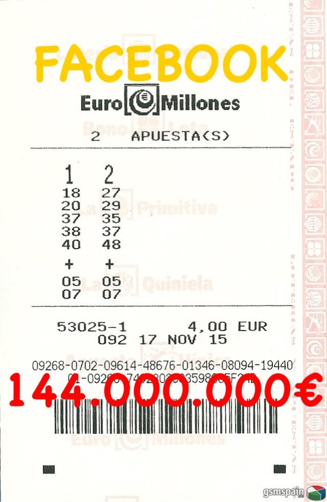 [CHOLLO] 144.000.000 Participacin directa EUROMILLON Martes 17 Noviembre