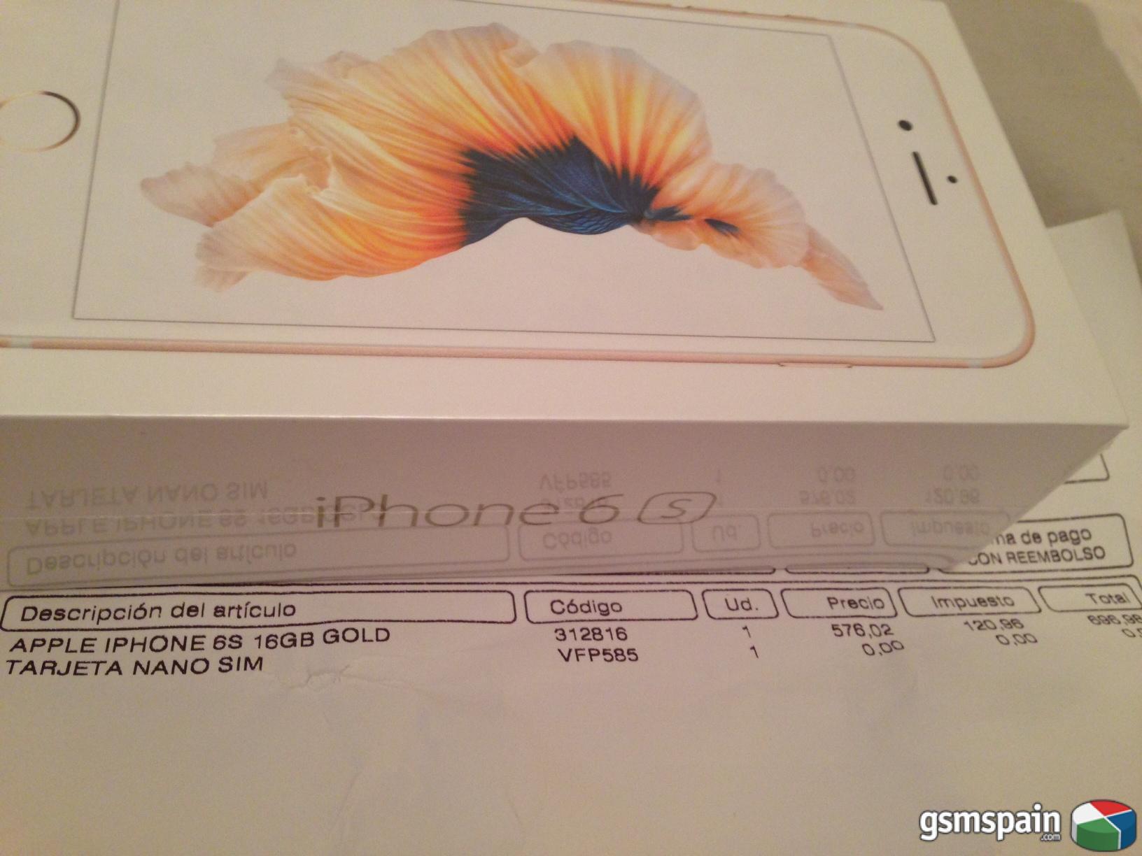 [VENDO] [REBAJADO] iPhone 6S 16GB Oro Precintado + Factura fecha hoy - 620 Envo Incluido!