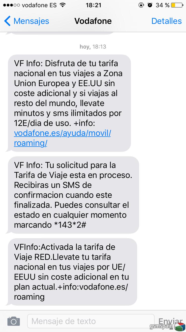 adis al roaming en Vodafone tarifas ilimitadas