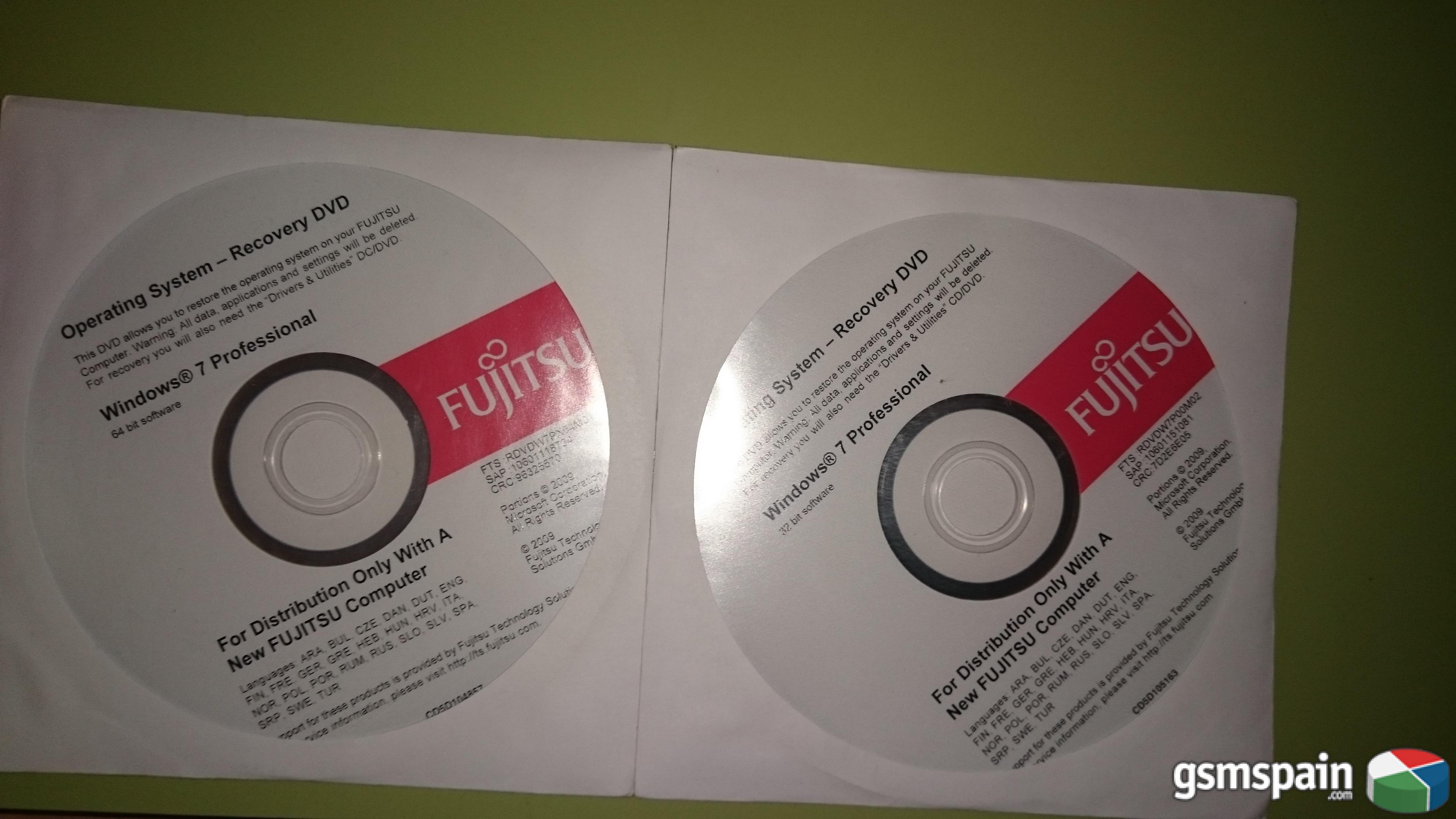 [vendo] Dvd Fujitsu  64 Bits Y 32 Bits De Windows 7 Professional  En 25 Idiomas