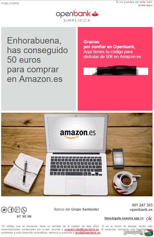 [CHOLLO] 50 en Amazon por abrir cuenta en OpenBank