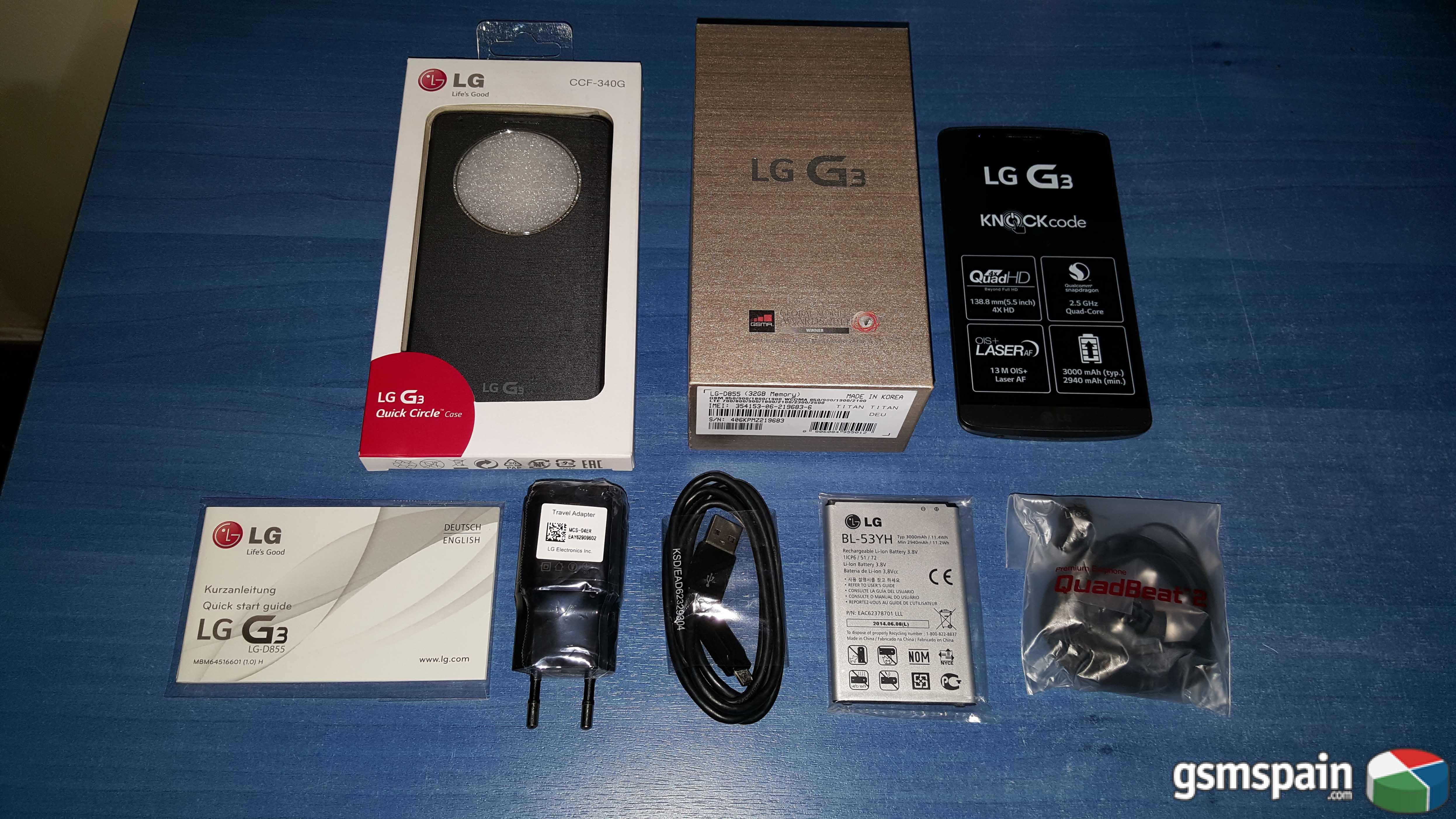 [VENDO]  Vendo LG G3 D855 32gb 3gb ram Titan como nuevo 250 con funda Quick Circle original.