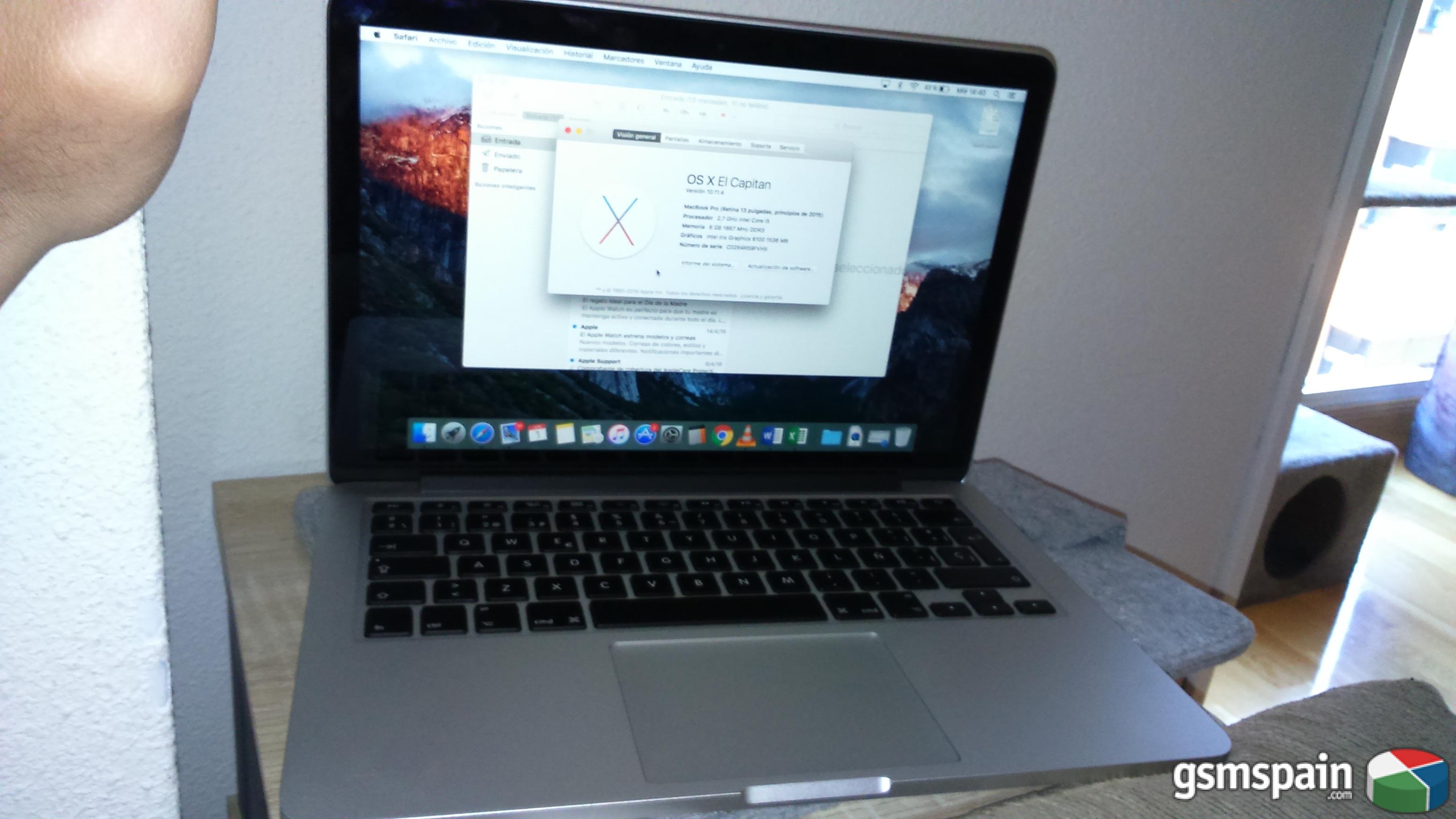 [VENDO] Macbook Pro Retina 2015 256gb SSD 1200 Applecare y factura