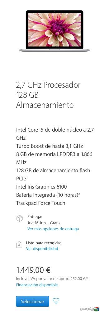 [VENDO] Macbook Pro retina 13 128GB perfecto con garanta 1070