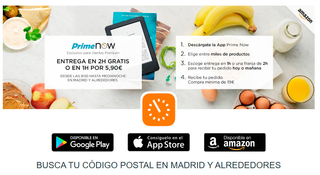 Amazon PrimeNOW ya funciona en Madrid con envos en 1 o dos horas