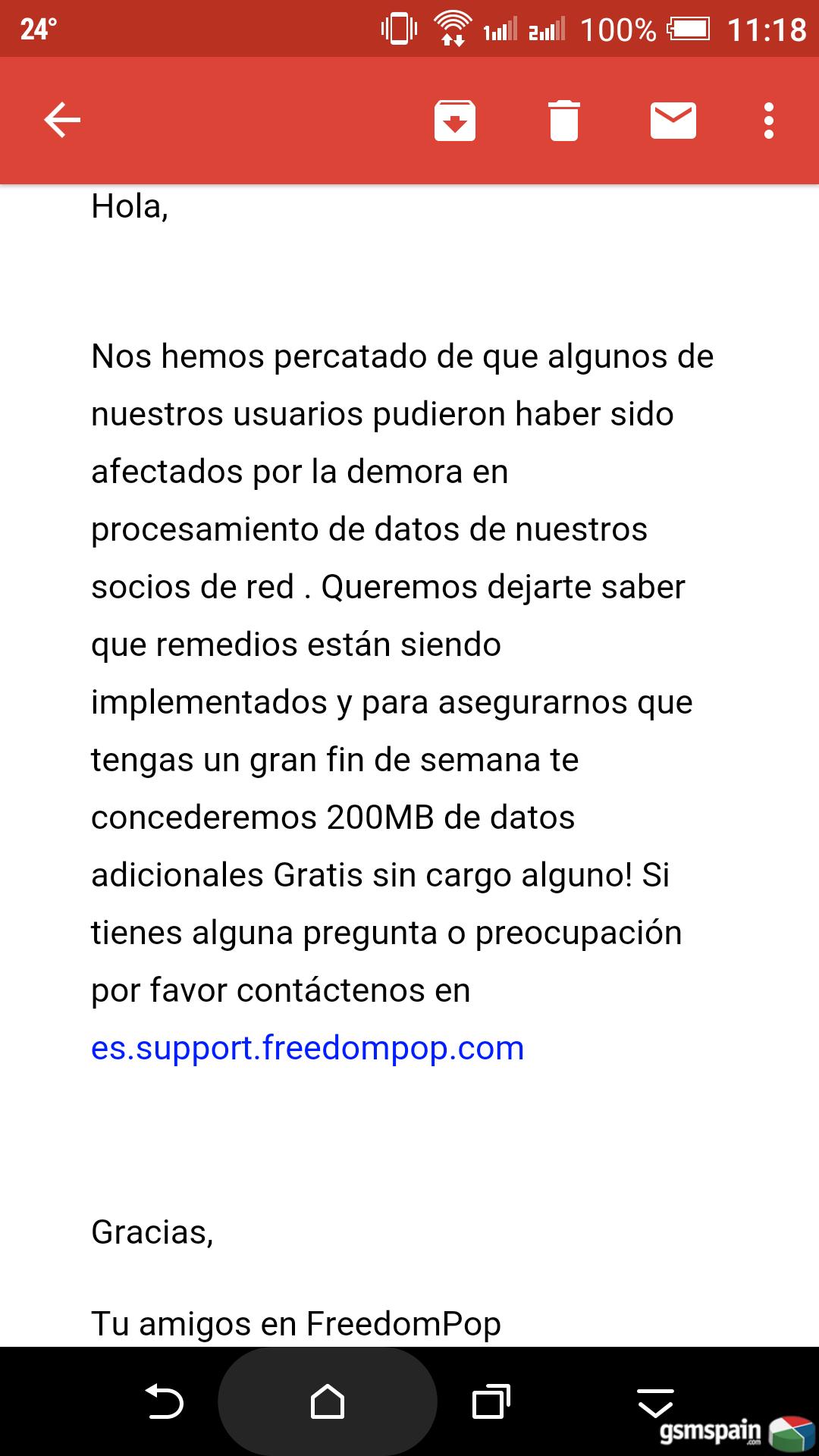 FreedomPop ha compensado este fin de semana con 200MB a sus clientes
