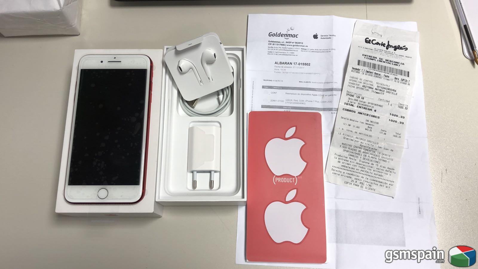 [VENDO] Iphone 7 Plus 128gb Rojo factura Corte Ingles 1 mes