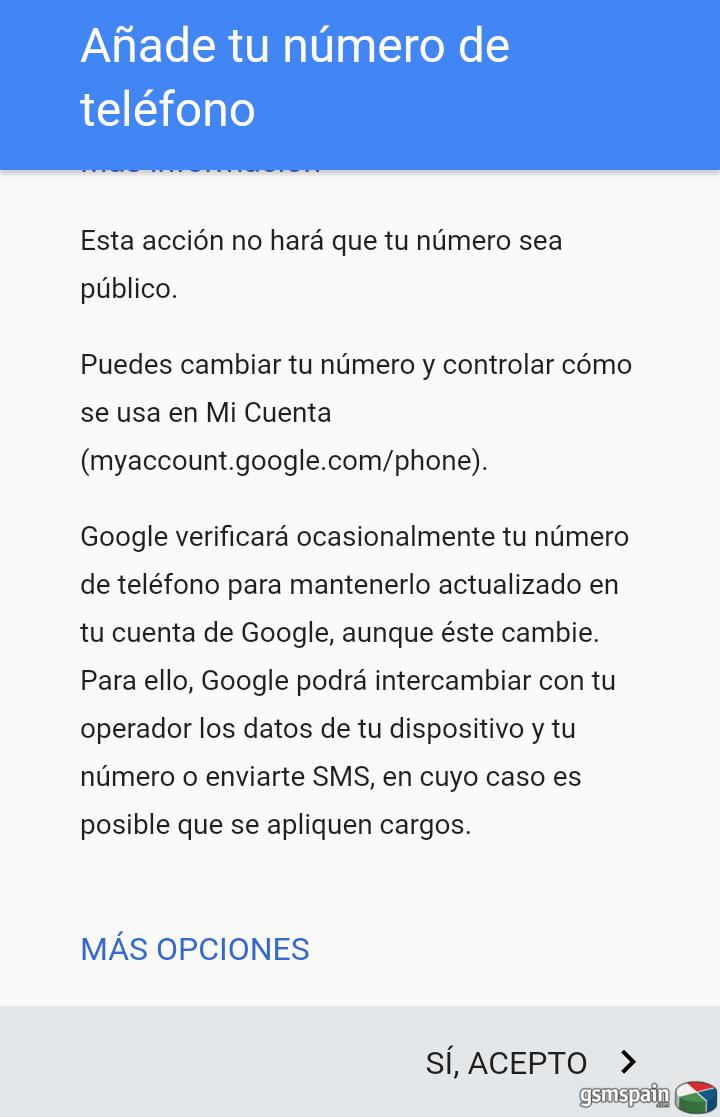 SMS 950050584 Verificacin de SIM de Google