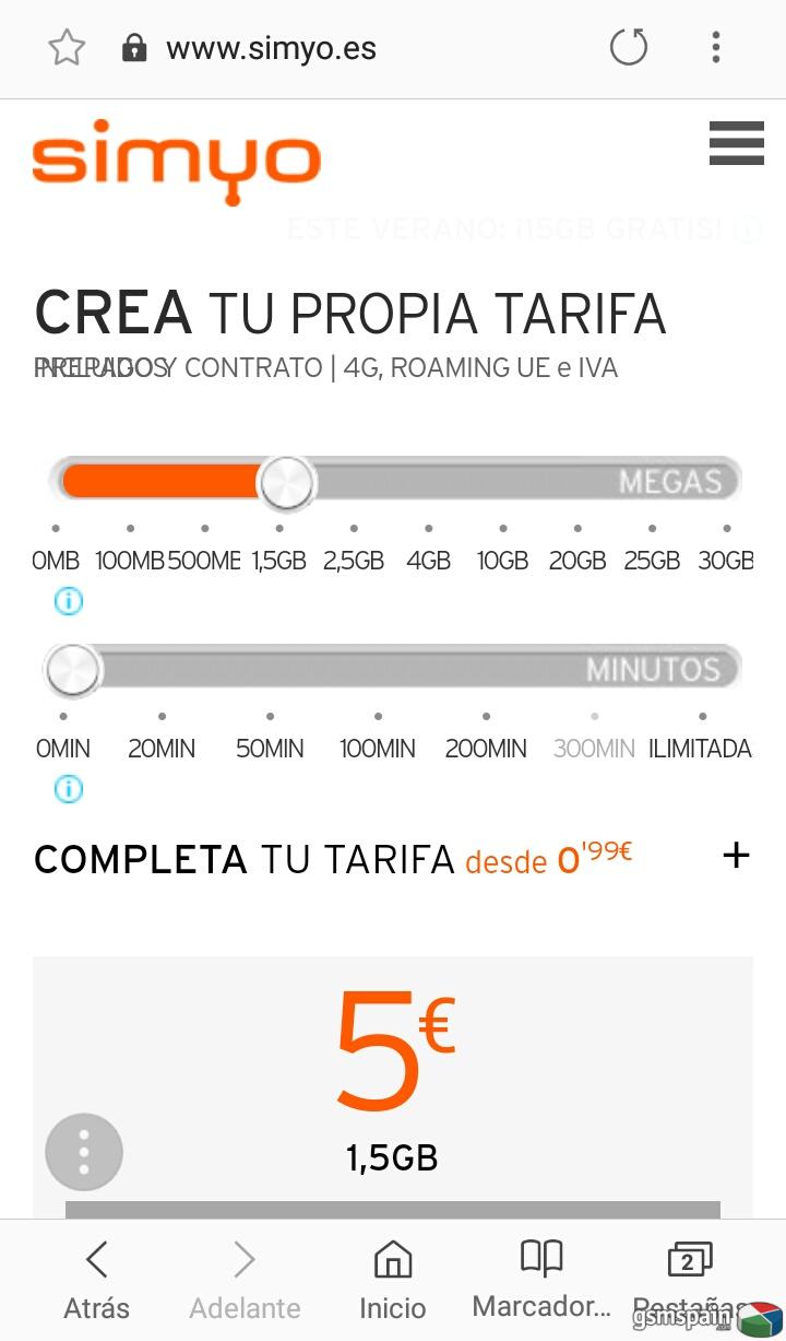Cambios en los bonos de datos de Simyo