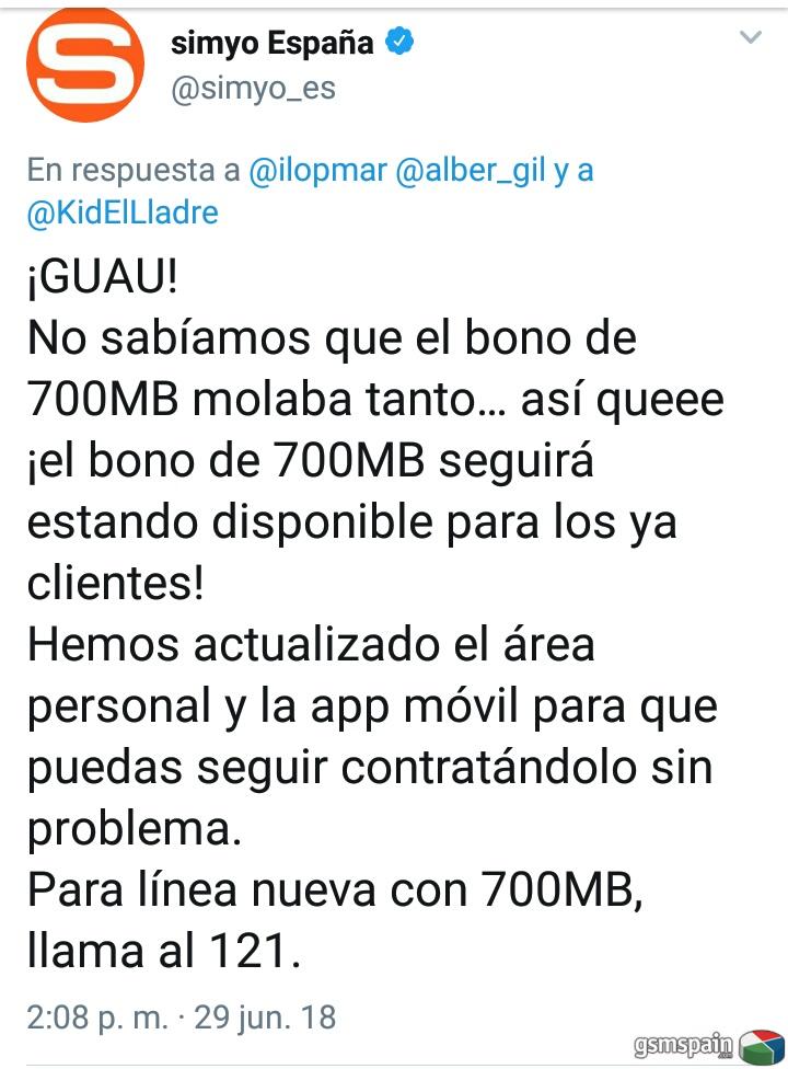 Cambios en los bonos de datos de Simyo