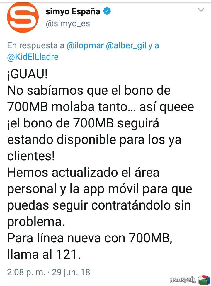 Cambios en los bonos de datos de Simyo