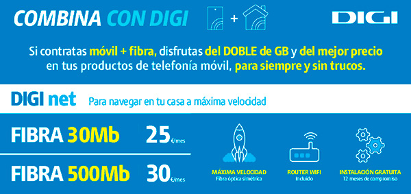 Digi lanza su servicio Digi net de fibra con 500mb por 30 Euros