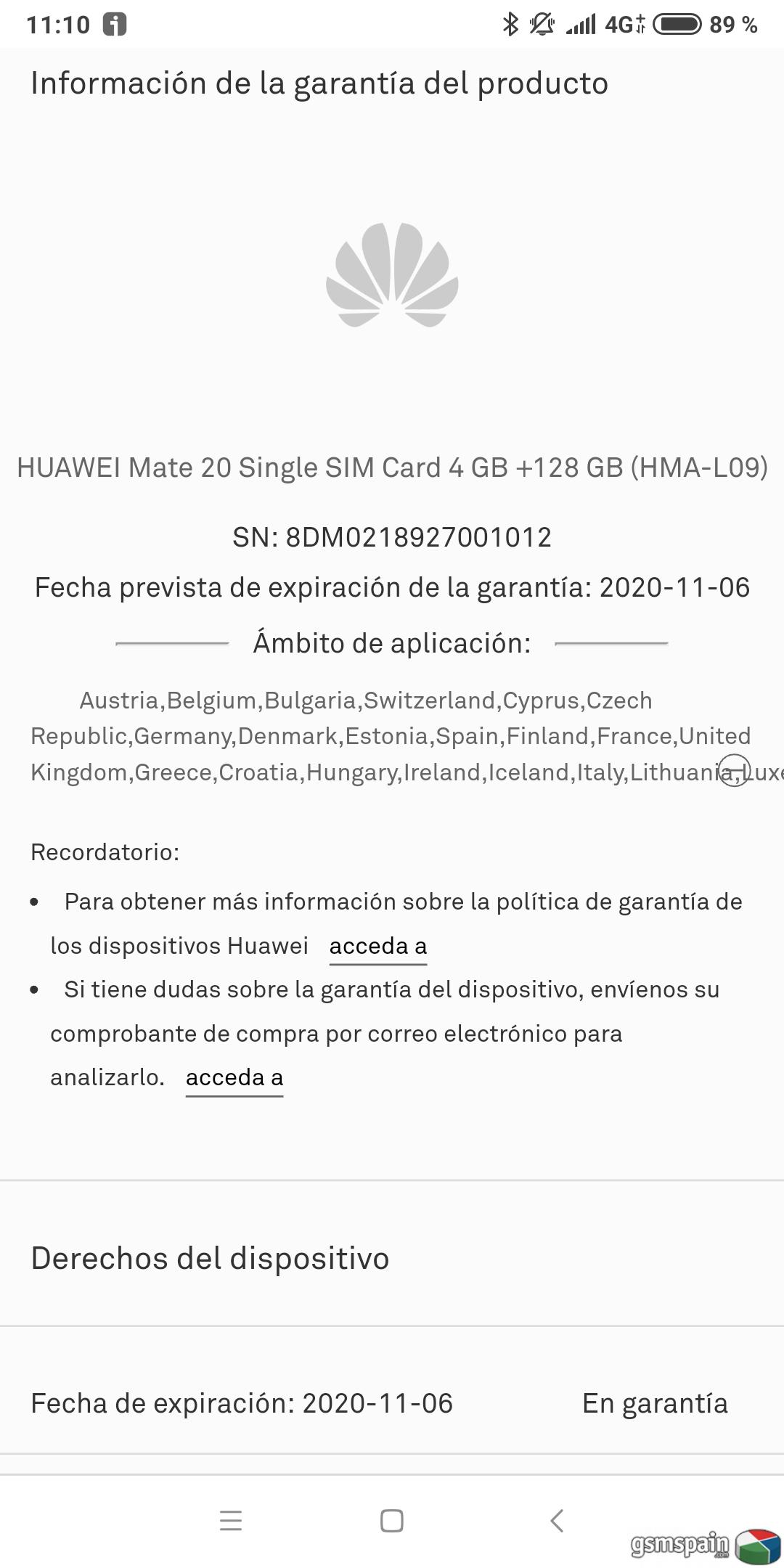 [VENDO] Huawei Mate 20 - Azul - 4/128 gb - 550