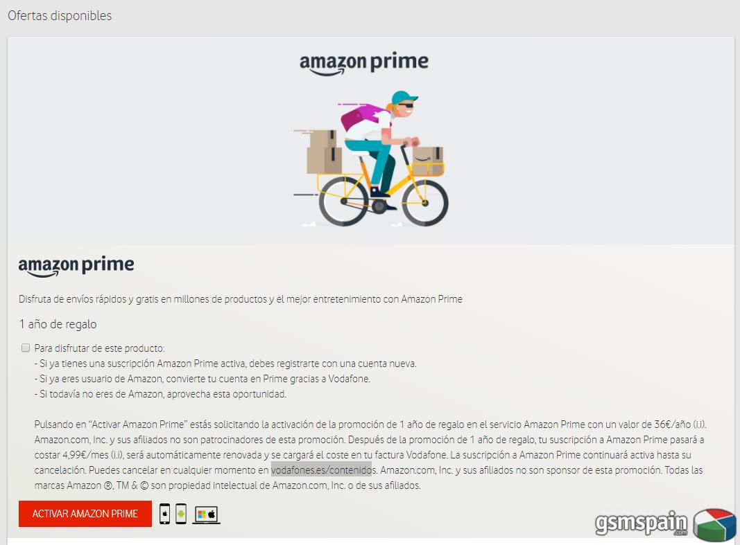 Vodafone regala a sus clientes una suscripcin de 1 ao a Amazon Prime