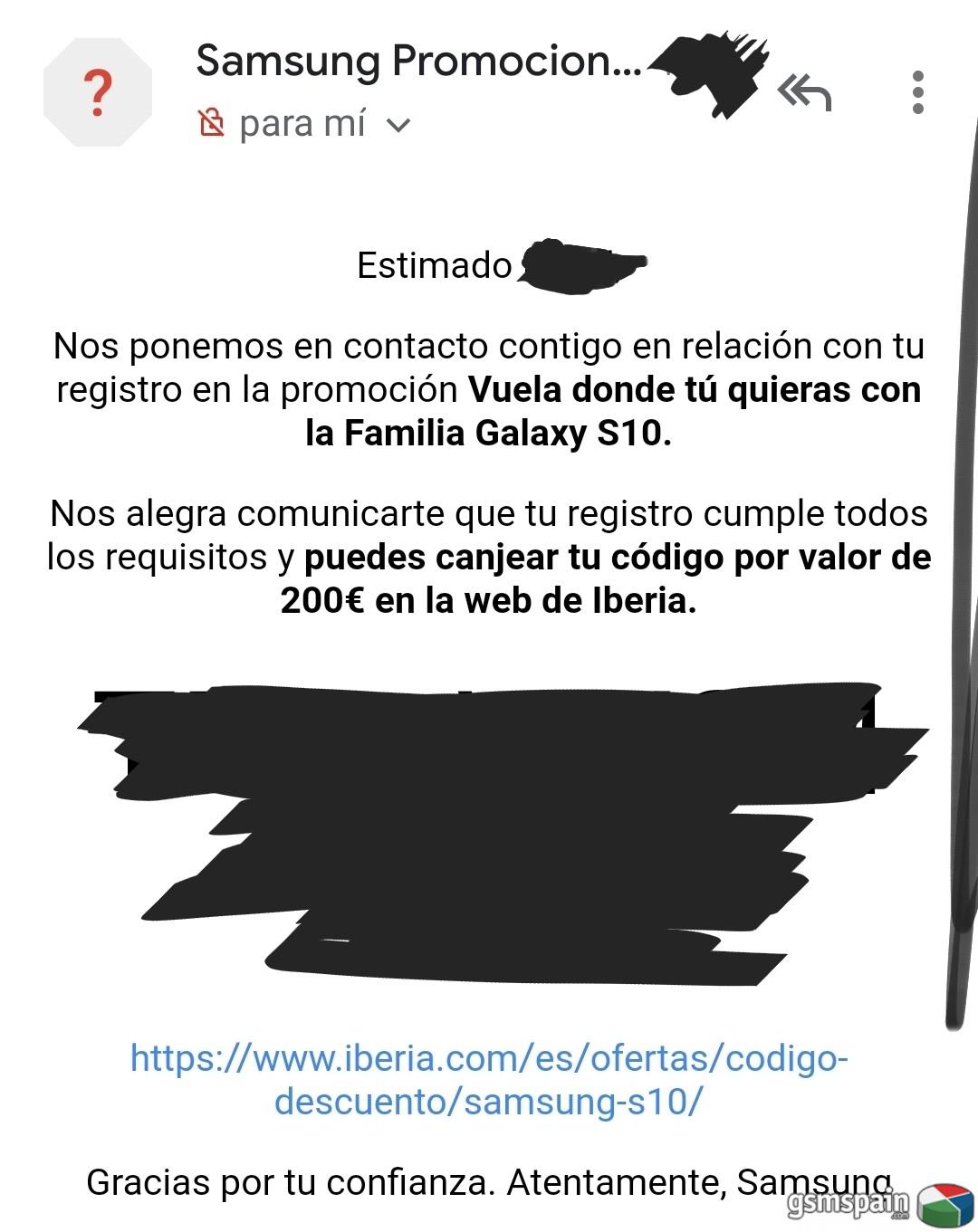 [HILO OFICIAL] promocin regalo por la compra del samsung s10 (200 en vuelos con iberia)