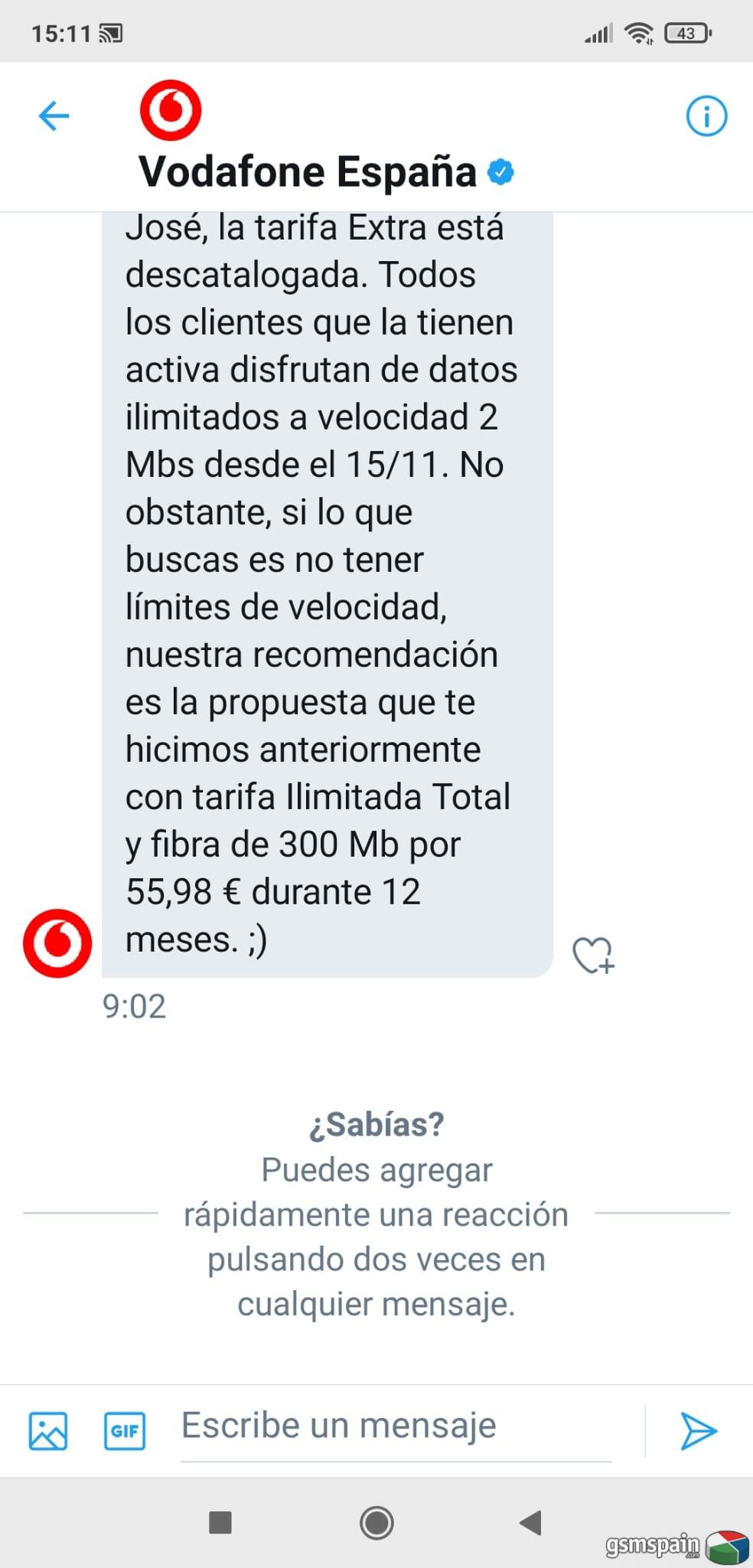 Tarifa nueva Movil Extra 2.5